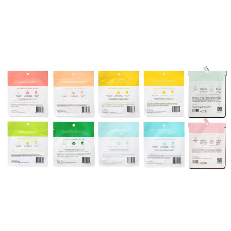 Avatara Face Mask Variety 10-Pack - Hydrating Korean Beauty Sheet Masks with Watermelon, Peach, Aloe, and Honey - Cruelty-Free Sheet Masks for Tween, Teen and All Skin
