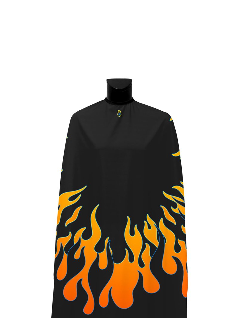 Illuzien Vintage Flames PRO Barber Cape, Hair Cut Cape, Water-Resistant Barber Accessories, Professional (SNAP)
