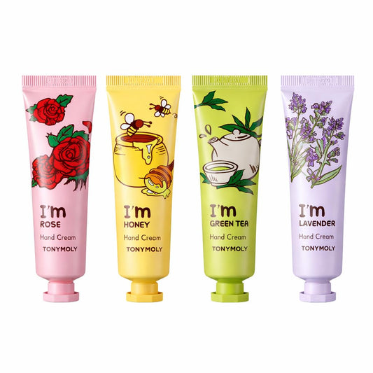 TONYMOLY I'm Hand Cream Assorted 3 or 4 Pack – Hydrating & Nourishing Green Tea, Rose, Honey & Hemp Hand Creams for Soft, Smooth, Non-Greasy Hands