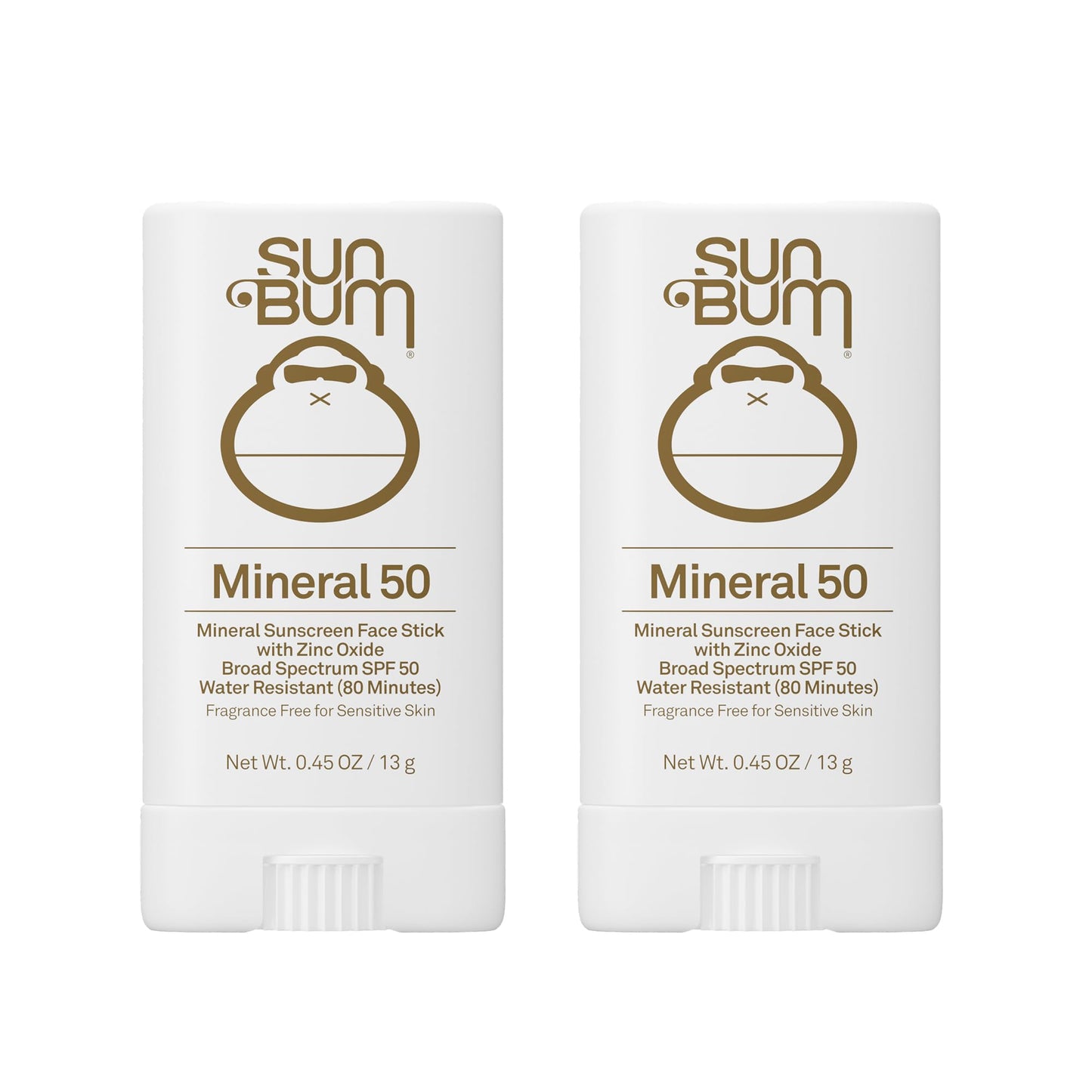 Sun Bum Mineral Spf 50 Sunscreen Face Stick Vegan and Hawaii 104 Act Compliant (Octinoxate & Oxybenzone Free) Broad Spectrum Natural Sunscreen With UVA/UVB Protection 2 Pack