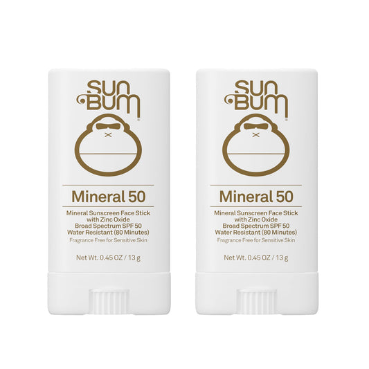 Sun Bum Mineral Spf 50 Sunscreen Face Stick Vegan and Hawaii 104 Act Compliant (Octinoxate & Oxybenzone Free) Broad Spectrum Natural Sunscreen With UVA/UVB Protection 2 Pack