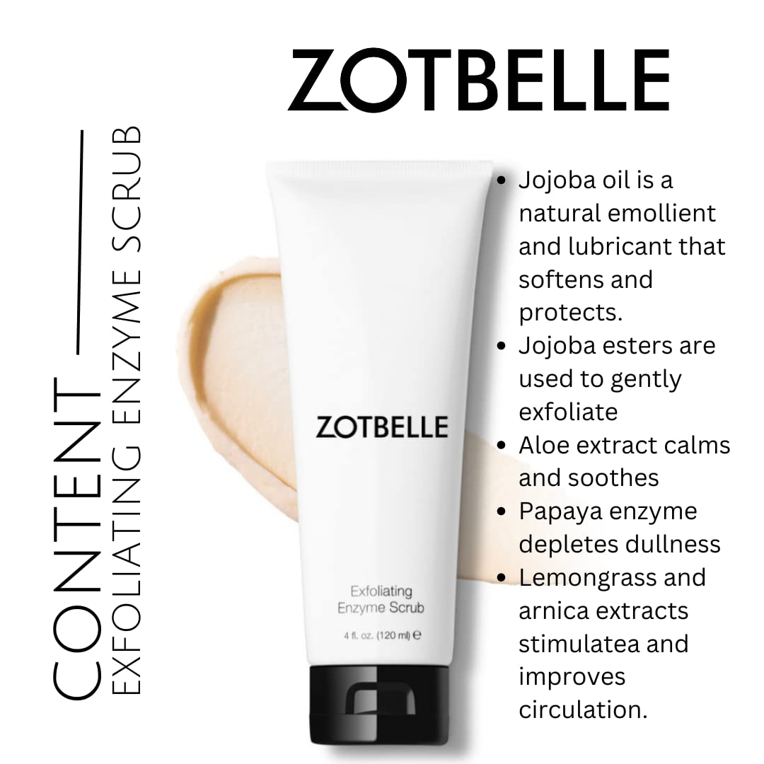 ZOTBELLE EXFOLIATING ENZYME SCRUB Perfect to Remove Residual Dead Skin Cells and Particles from the Face, Through Gentle Exfoliation with Jojoba Esters.