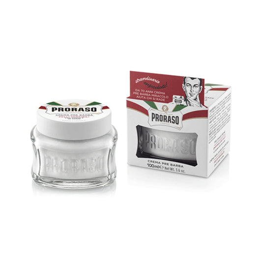 Proraso Pre Shave Conditioning Cream - Oatmeal & Green Tea - Nourishing & Gentle Formula for Sensitive Skin - Premium Italian Pre Shave Cream - 3.6oz