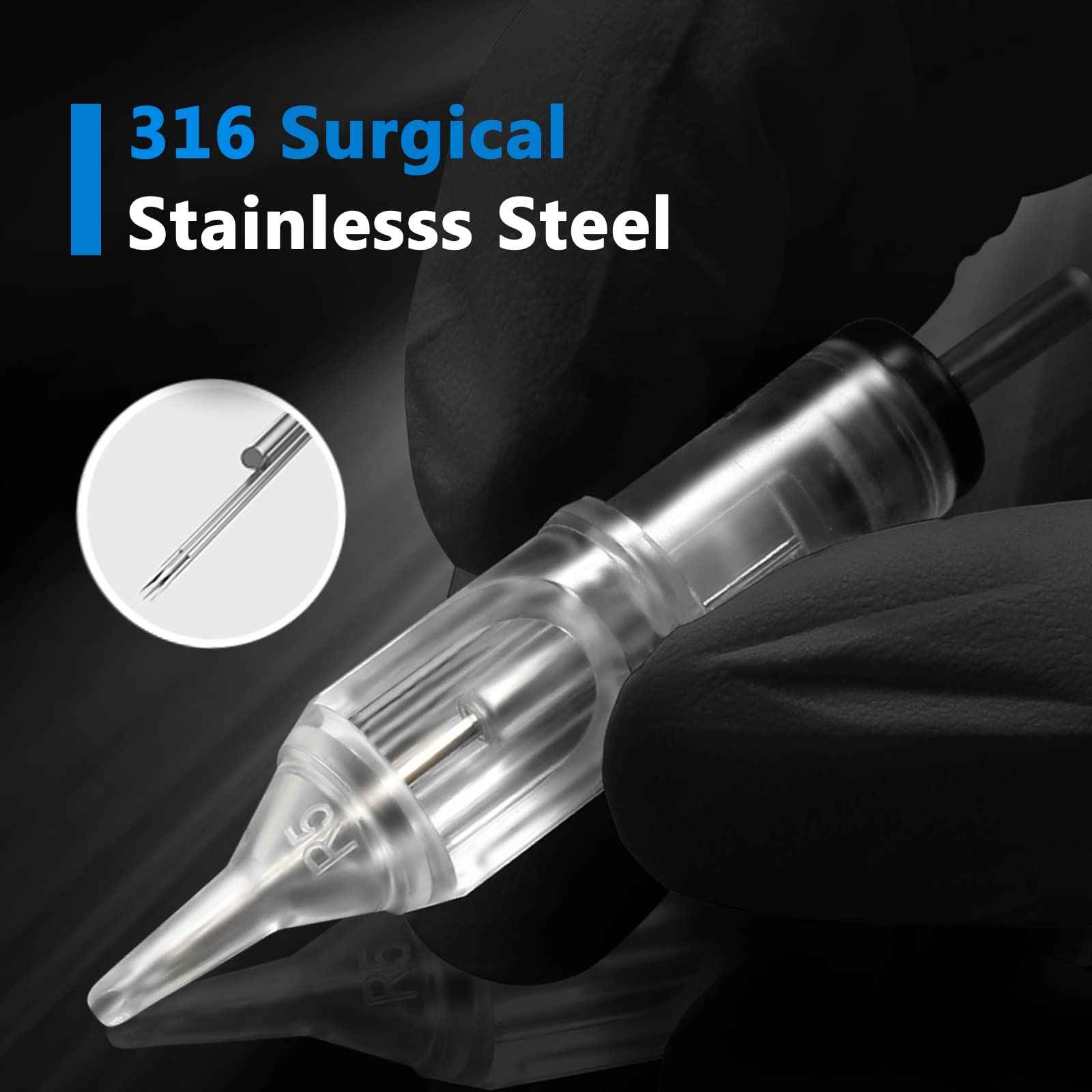 Gakonp Tattoo Cartridge Needles 60Pcs Mixed Tattoo Needles#12 Size 5RL 7RL 9RL 7RS 7M1 9M1 for Beginners or Artists