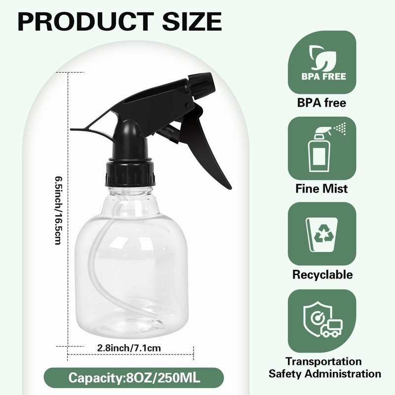 Thsofam 20 Pieces Plastic Spray Bottles Bulk 8 oz/250ml Small Empty Spray Bottles Sprayer for Hair Mister Spray Bottle Watering Plants Showering Pets