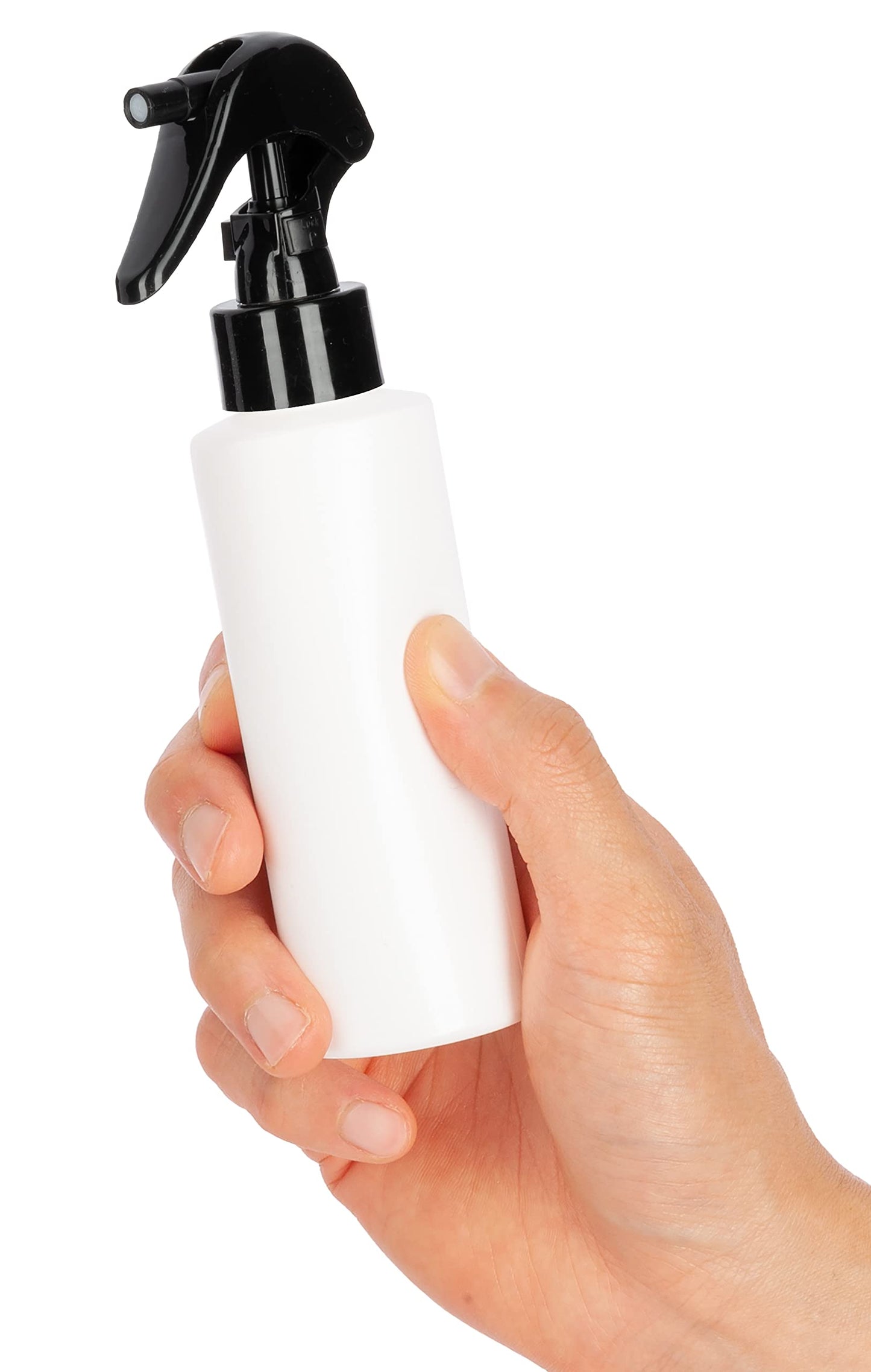 JUVITUS 4 oz / 120 ml White Refillable Plastic Cylinder Squeeze Bottle with Black Trigger Sprayer - 12 PACK
