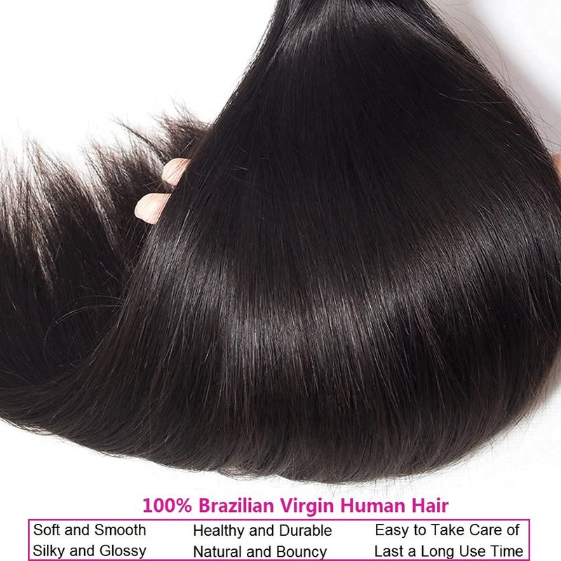 10A Straight Human Hair 1 Bundles 20 Inch 100% Unprocessed Brazilian Virgin Straight Weave Single Bundles Human Hair