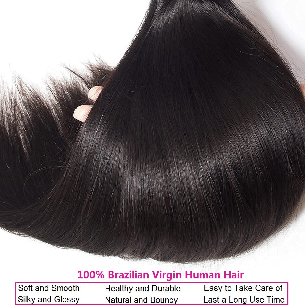 10A Straight Human Hair 1 Bundles 24 Inch 100% Unprocessed Brazilian Virgin Straight Weave Single Bundles Human Hair