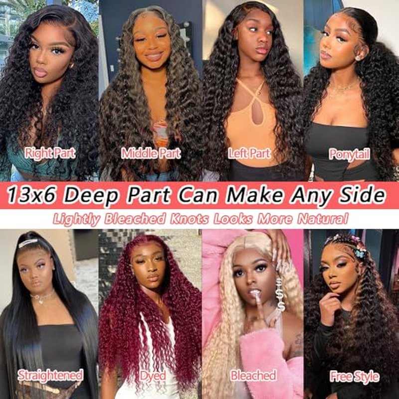 30 Inch Deep Wave Lace Front Wigs Human Hair Pre Plucked 13x6 HD Lace Front Wigs Human Hair 180% Density Deep Curly Wig Frontal Glueless Wigs Human Hair for Women