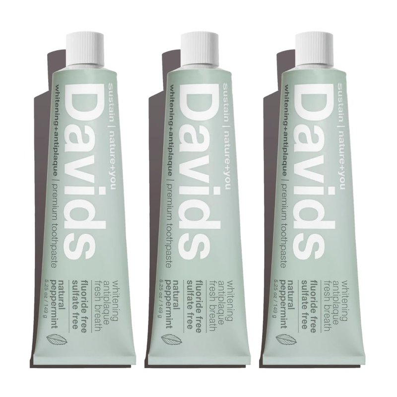 Fluoride Free Toothpaste - Teeth Whitening & Antiplaque | Natural Peppermint, 5.25oz (3 Pack)