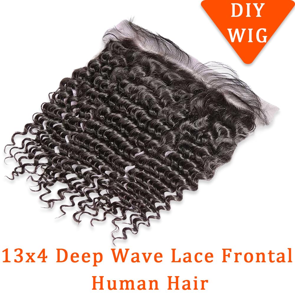 Lace Frontal Deep Wave 14 Inch | 150% Density Unprocessed Brazilian Human Hair with Baby Hair for Black Women