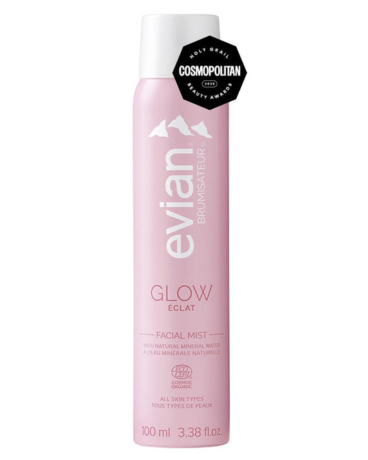 Evian Glow Facial Mist | Hydrating Mineral Water Face Spray with Aloe & White Tea | Dewy Setting Mist & Toner for Glowing Skin | Facial Spray to Refresh, Balance, & Enhance Makeup