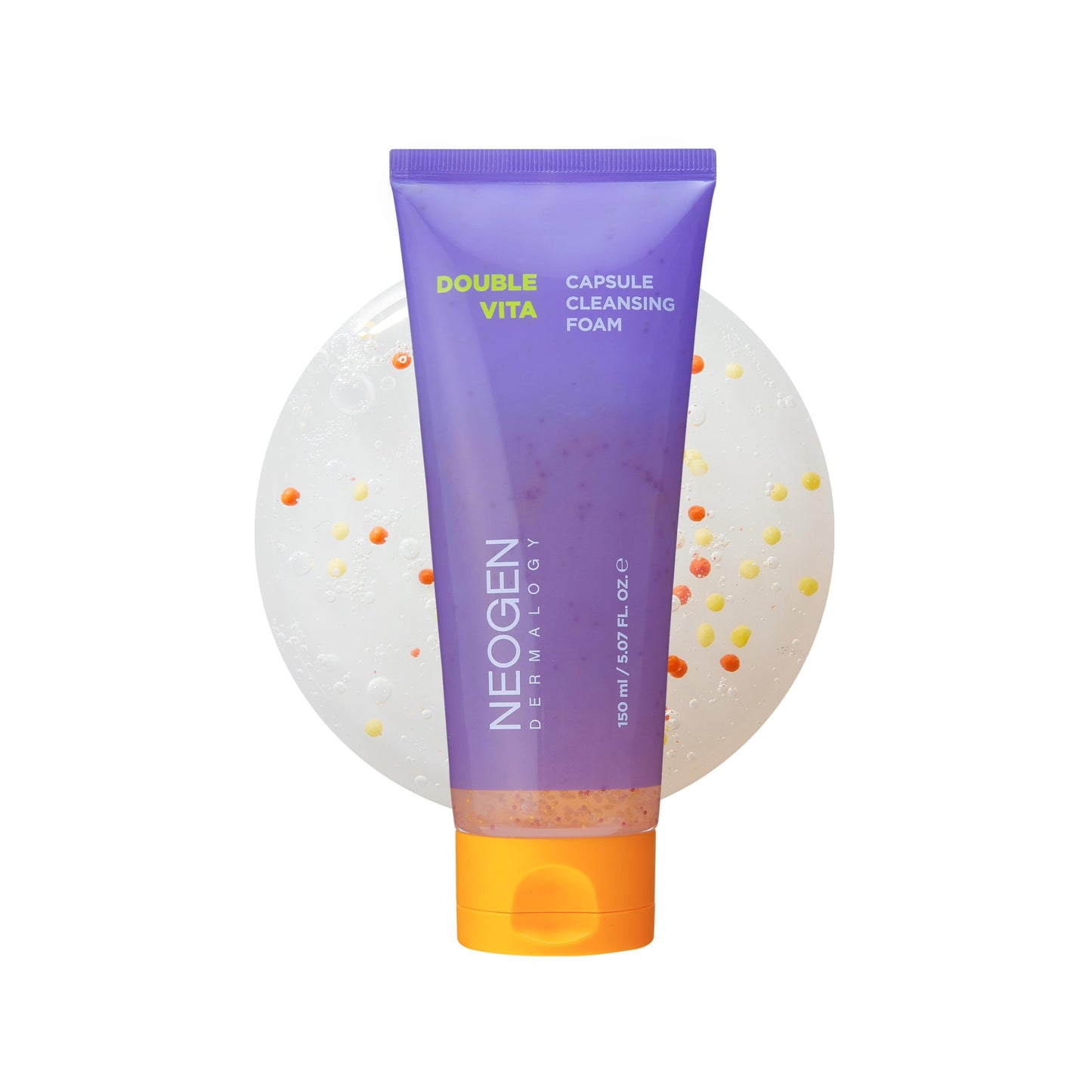 DERMALOGY by NEOGENLAB Double Vita Capsule Cleansing Foam, Vitamin-Rich Daily Face Cleanser with AHA/BHA & Yuzu Lime Extract, Brightening & Hydrating Gel-to-Foam Cleanser, All Skin Types, 5.07 fl oz