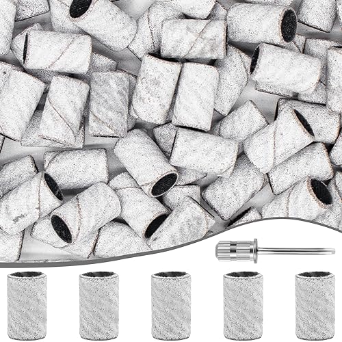 240 Grit Sanding Bands for Nail Drill 100Pcs, Extra Fine for Natural Nails Polishing and Shaping, Zebra Sanding Bands Set for Manicures Pedicures