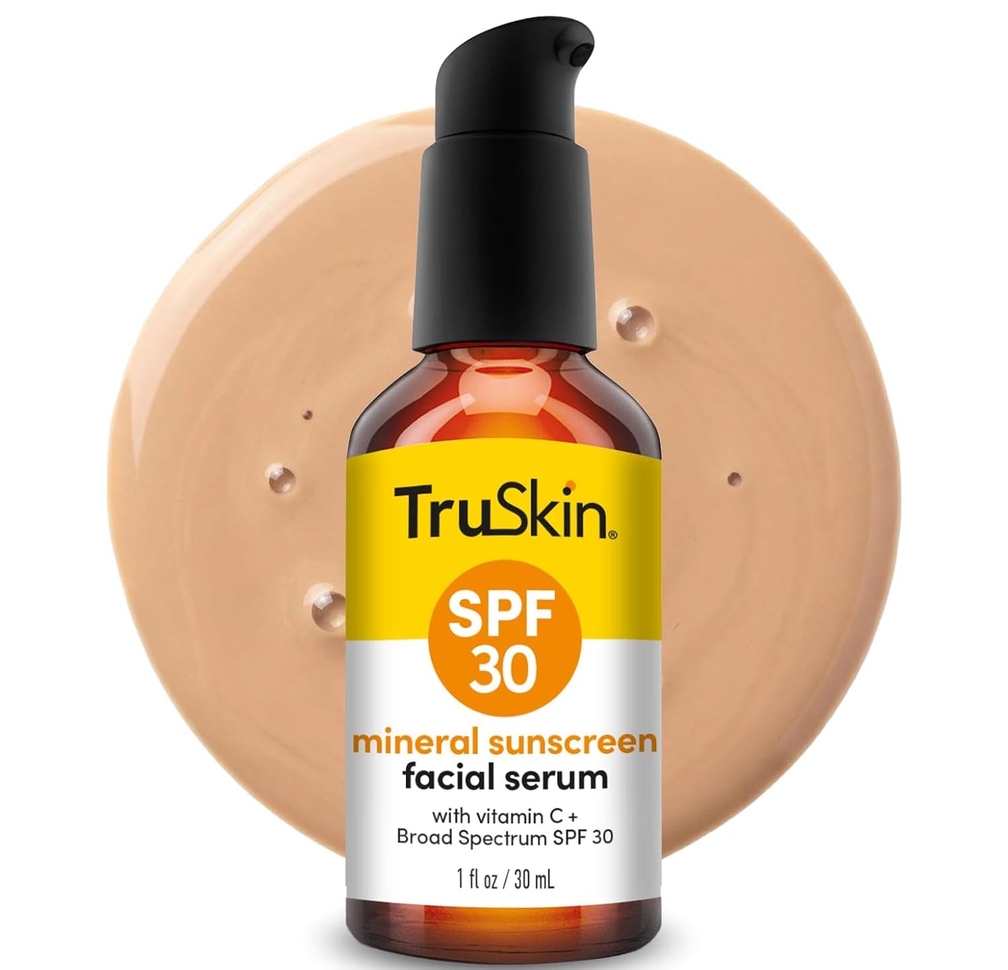 TruSkin Sunscreen Serum - SPF 30 Tinted Mineral Face Serum with Zinc Oxide | Lightweight, Sheer Finish, 1 fl oz