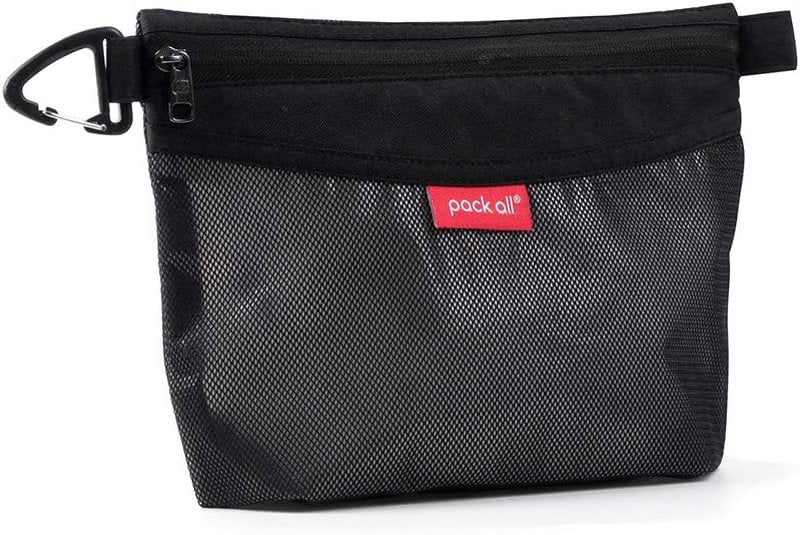 Water-Resistant Zipper Pouch | Small Mesh Storage Bag for Travel & Office - Black