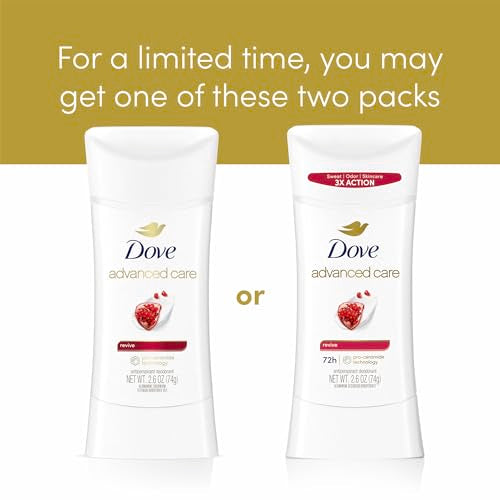 Dove Advanced Care Antiperspirant Deodorant for Women Twin Pack Revive 72 hour sweat and odor protection 2.6 oz (Packaging May Vary)