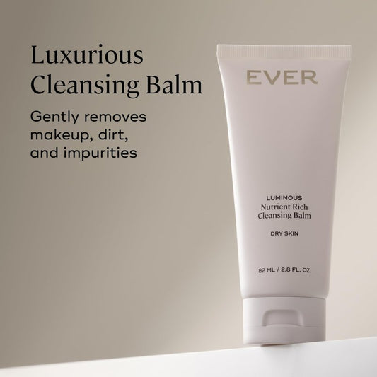 EVER Luminous Nutrient-Rich Cleansing Balm – Vitamin C & Sesame Oil Waterless Facial Cleanser to Remove Makeup, Dirt & Impurities – Nourishing Balm for Dry, Normal & Sensitive Skin, 2.8 fl oz