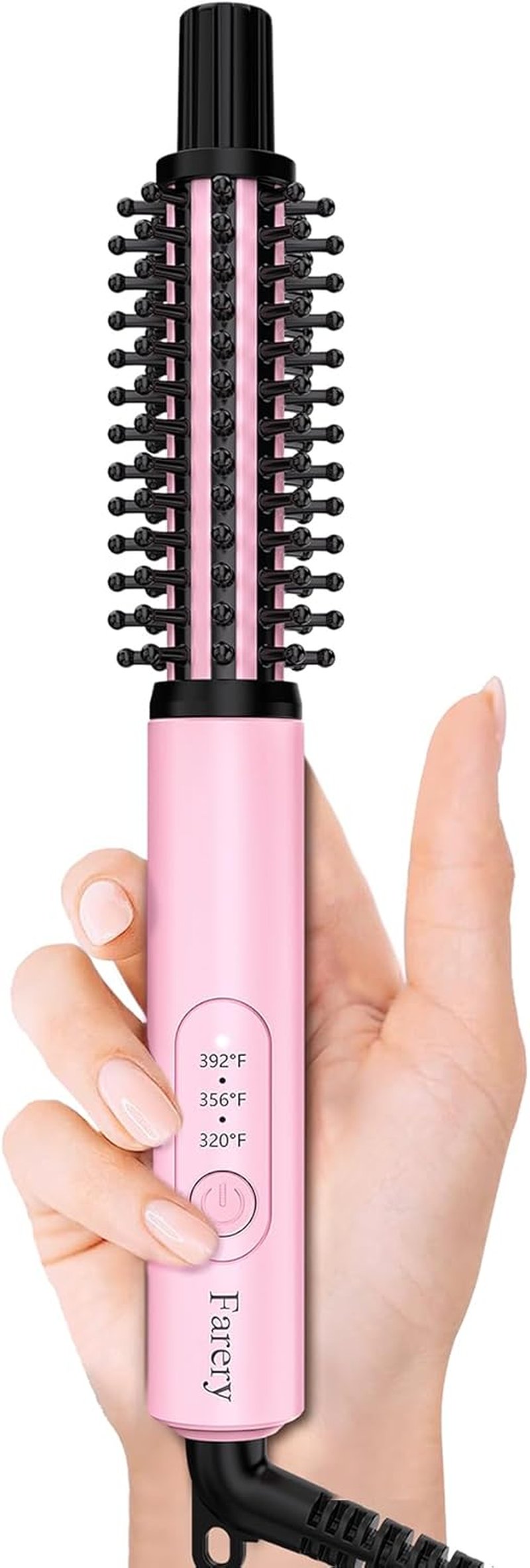 Mini Thermal Brush - 3 Temperature Adjustable Heated Round Brush for Short Hair | Travel Size Curling Iron, Pink 3/4 Inch