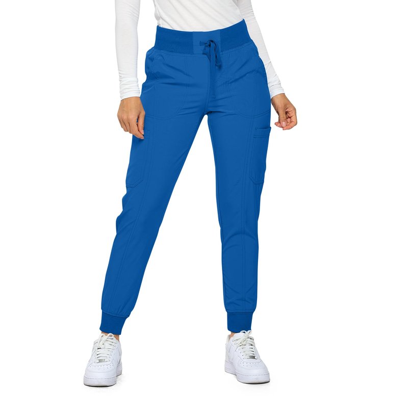 Monarch Uniforms Womens Jogger Scrubs Ribbed Jogger Scrub Pants for Women-(Royal Blue)-XL