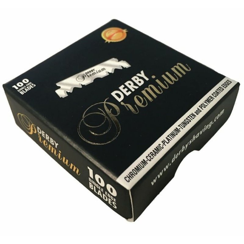 Derby Premium Single Edge Razor Blades, Razor Blades, Single Edge, Ultra Sharp, Chromium - Ceramic - Platinum - Tungsten and Polymer Coated Edges (5)