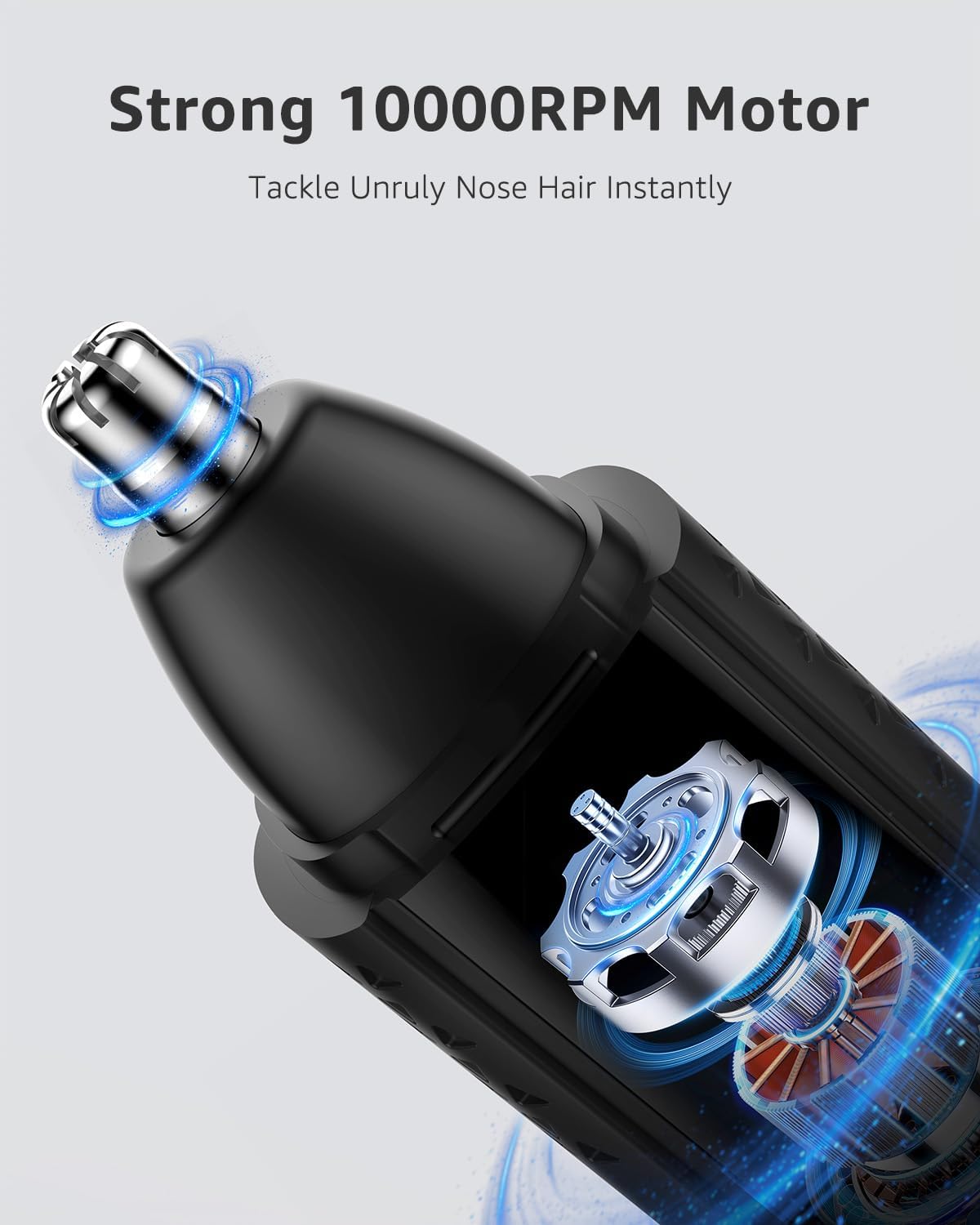 Nose & Ear Hair Trimmer for Men - 10000 RPM Electric Trimmer with Vacuum System | IPX7 Waterproof, USB-C Charge, 90min Runtime