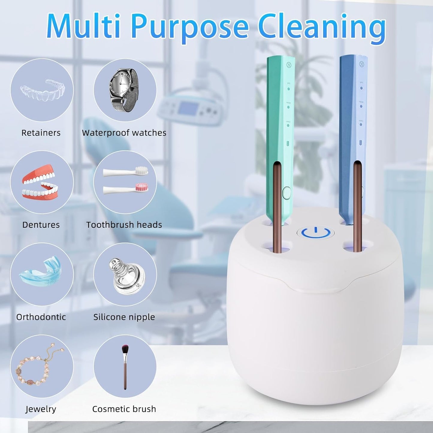Ultrasonic Retainer Cleaner,250ML Large Capacity Dental Cleaning Pod for Dentures,Retainers,Braces,Mouth Guards,Toothbrush, Aligner