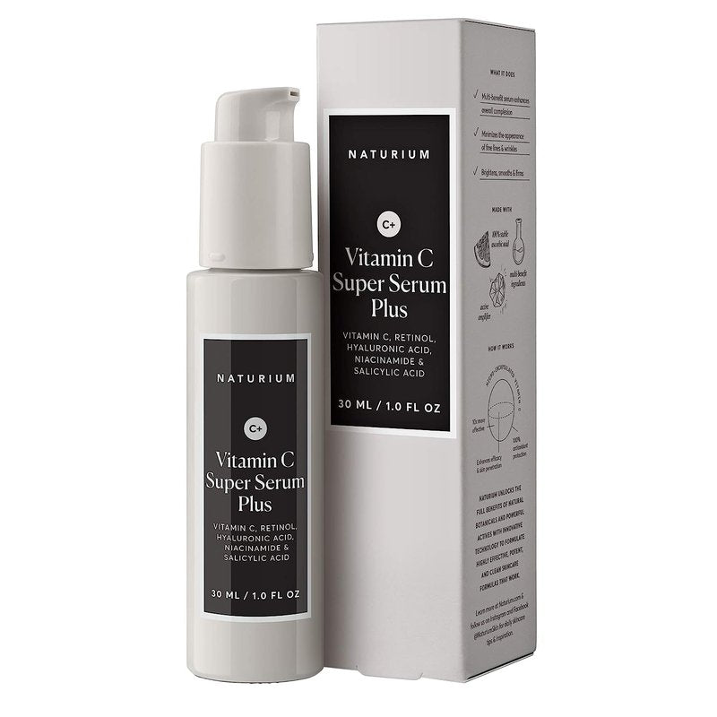 Naturium Vitamin C Super Serum Plus, Smoothing Face Care, plus Retinol, Hyaluronic Acid, Niacinamide & Salicylic Acid, 1 oz