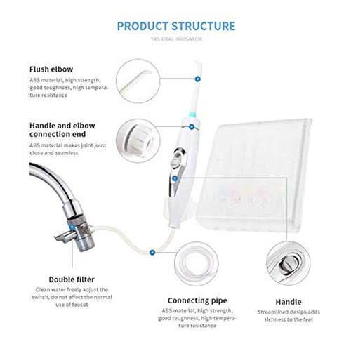 Water Flosser for Family Use, Oral Irrigator Non-Electric Safety Adjustable Faucet & Shower Spa, Water Pressure Dental Oral Care Tooth Cleaning.