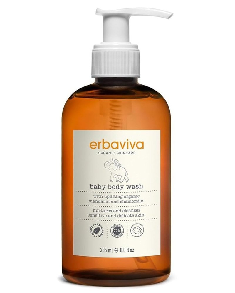 Erbaviva Baby Body Wash - Gentle Organic Formula for Sensitive Skin | 8 fl Oz