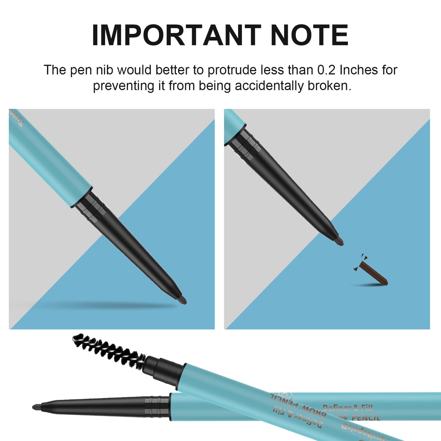 TurritopsisD Define & Fill Brow Pencil 【2-Pack Brown】 Eyebrow Pencil Pro Waterproof Long-Lasting Precision Tip Skinny Pen Built-in Soft Spoolie