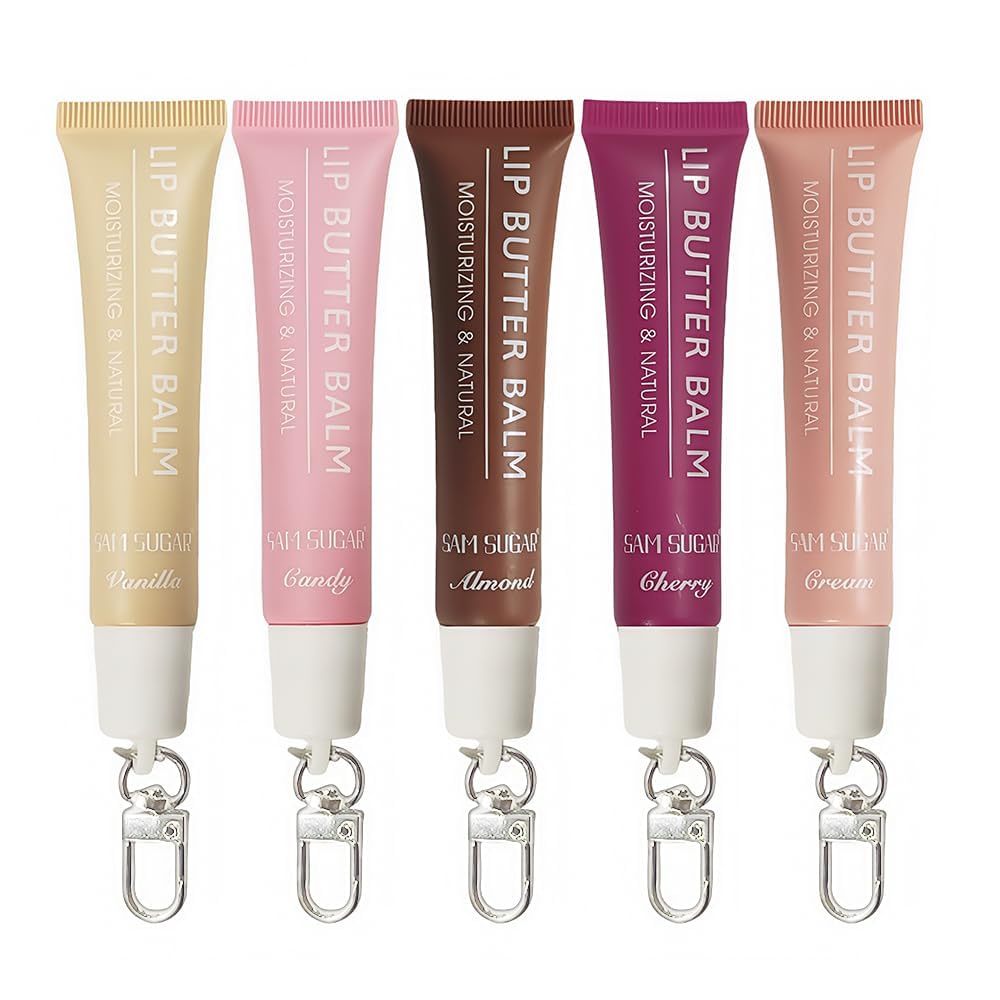 SAM SUGAR 5pcs Lip Balm Set - Hydrating Tinted Lip Gloss & Moisturizing Lip Butter for Dry Lips | Non-Sticky Care