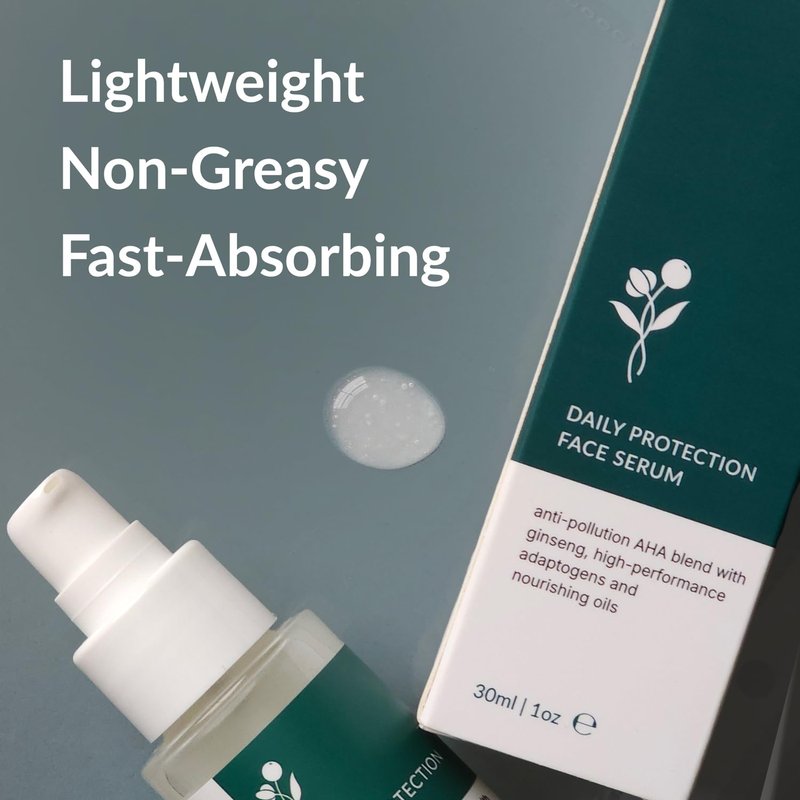 Adaptogenique Daily Protection Face Serum, Powerful Multi-Functional Treatment: Protects from Pollution, Fights Wrinkles, Brightens & Hydrates | With Natural AHA, Adaptogens and Nourishing Oils | 30ML