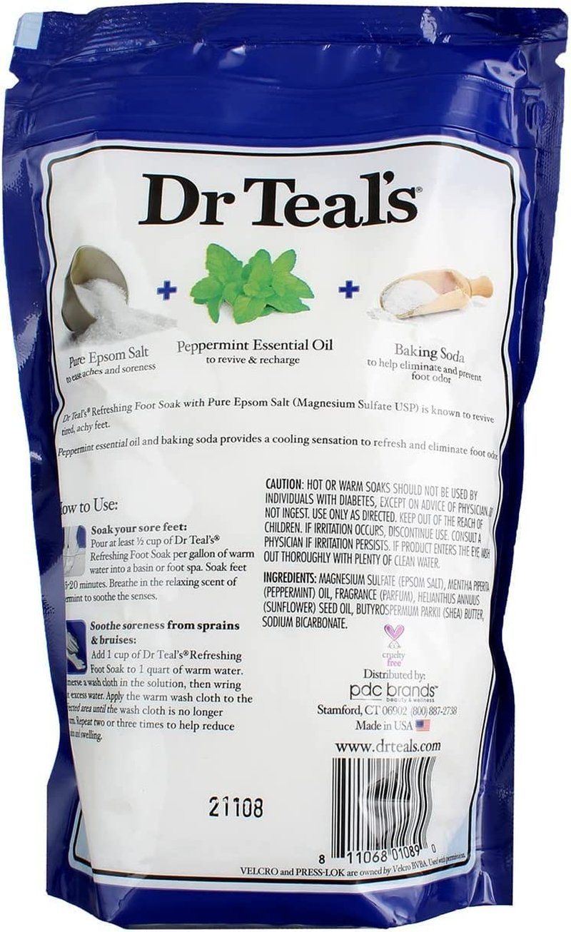 Dr. Teal's Peppermint Foot Soak Set - Revitalize & Refresh with Epsom Salt | 3 Pack, 2lb Each