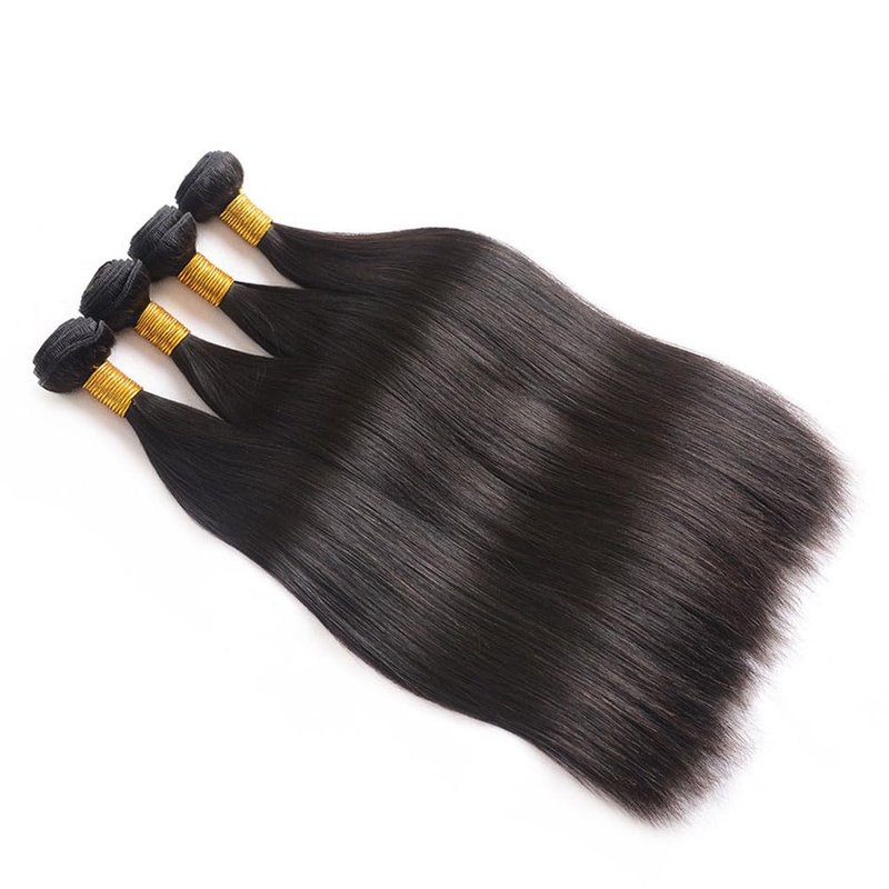 Veravicky Straight Human Hair Bundles - 100% Unprocessed Brazilian Virgin Hair, 20 Inch, Natural Black Color, Double Weft for Women