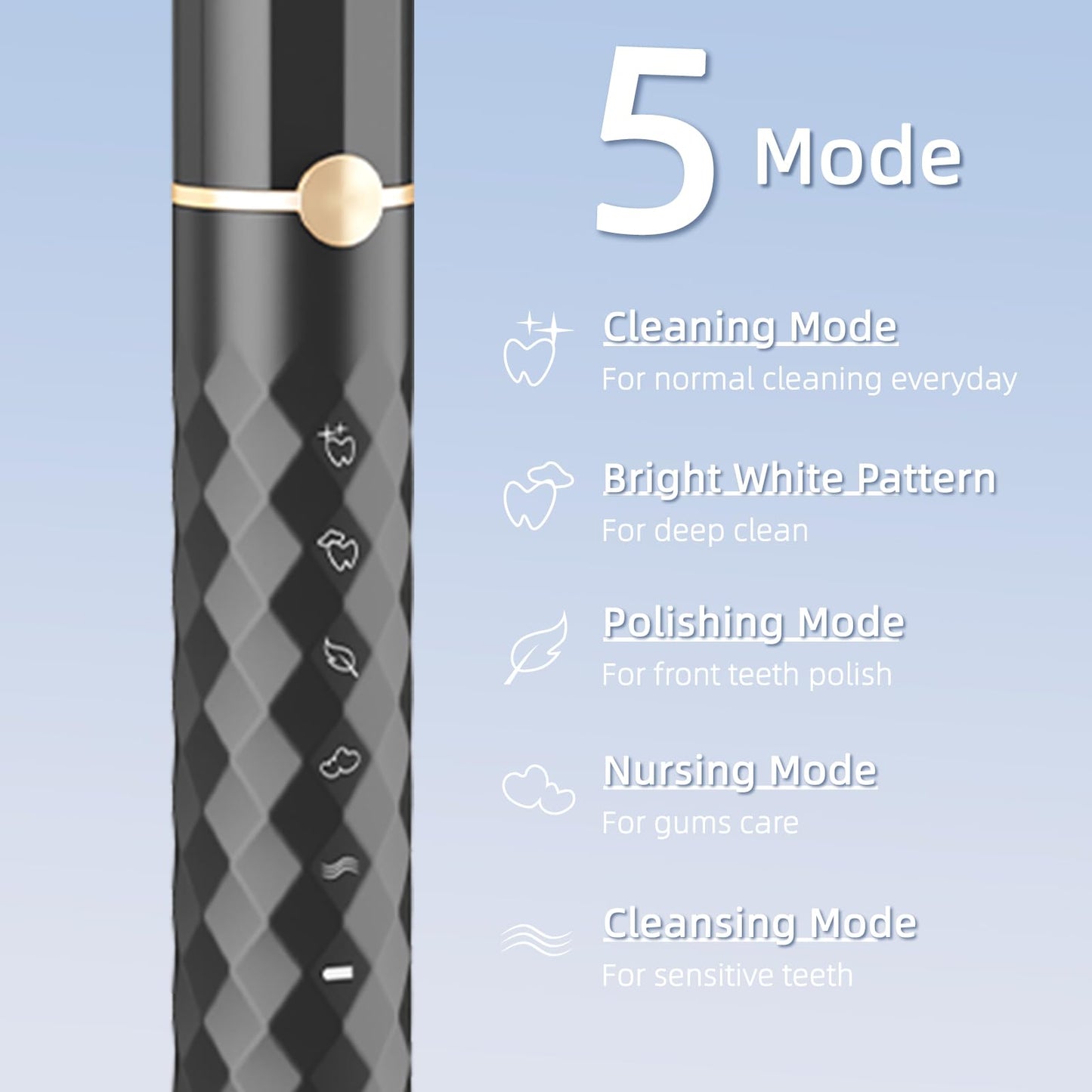 Water flosser+Electric Toothbrush Combination Set -5-Speed Sonic Electric Toothbrush, 4-Speed Portable Water flosser, Super Waterproof, a Great Gift for Friends (Black)