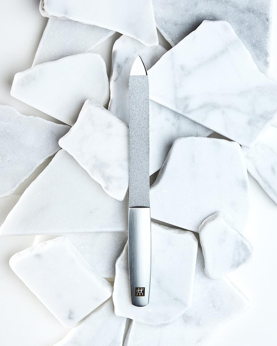 ZWILLING Sapphire Nail File (coarse and fine Grained File Surfaces for Shortening and Shaping, Cleaning tip), Premium, Silver, 5 inch