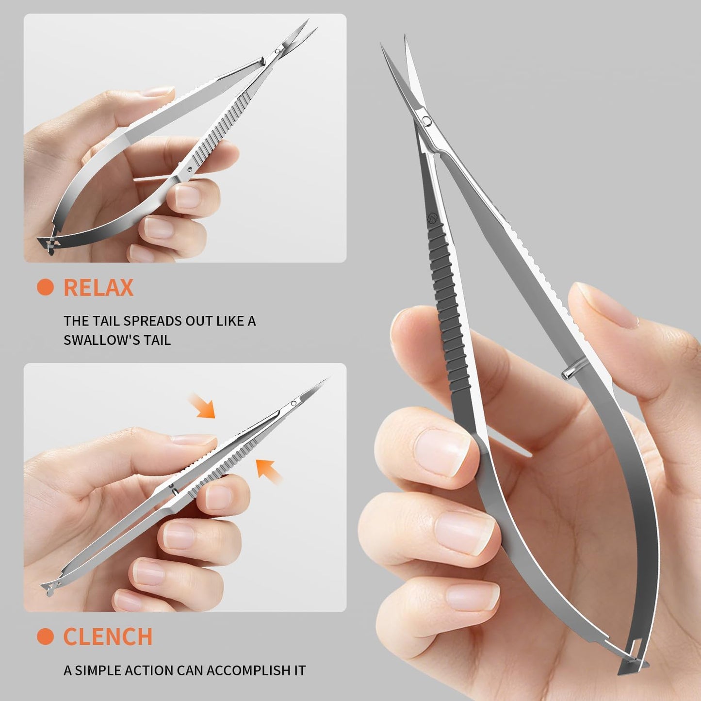ZIZZON Cuticle Scissors - Extra Fine Curved Precision Tip for Eyebrow, Eyelash, Nail & Skin Grooming | Professional Quality