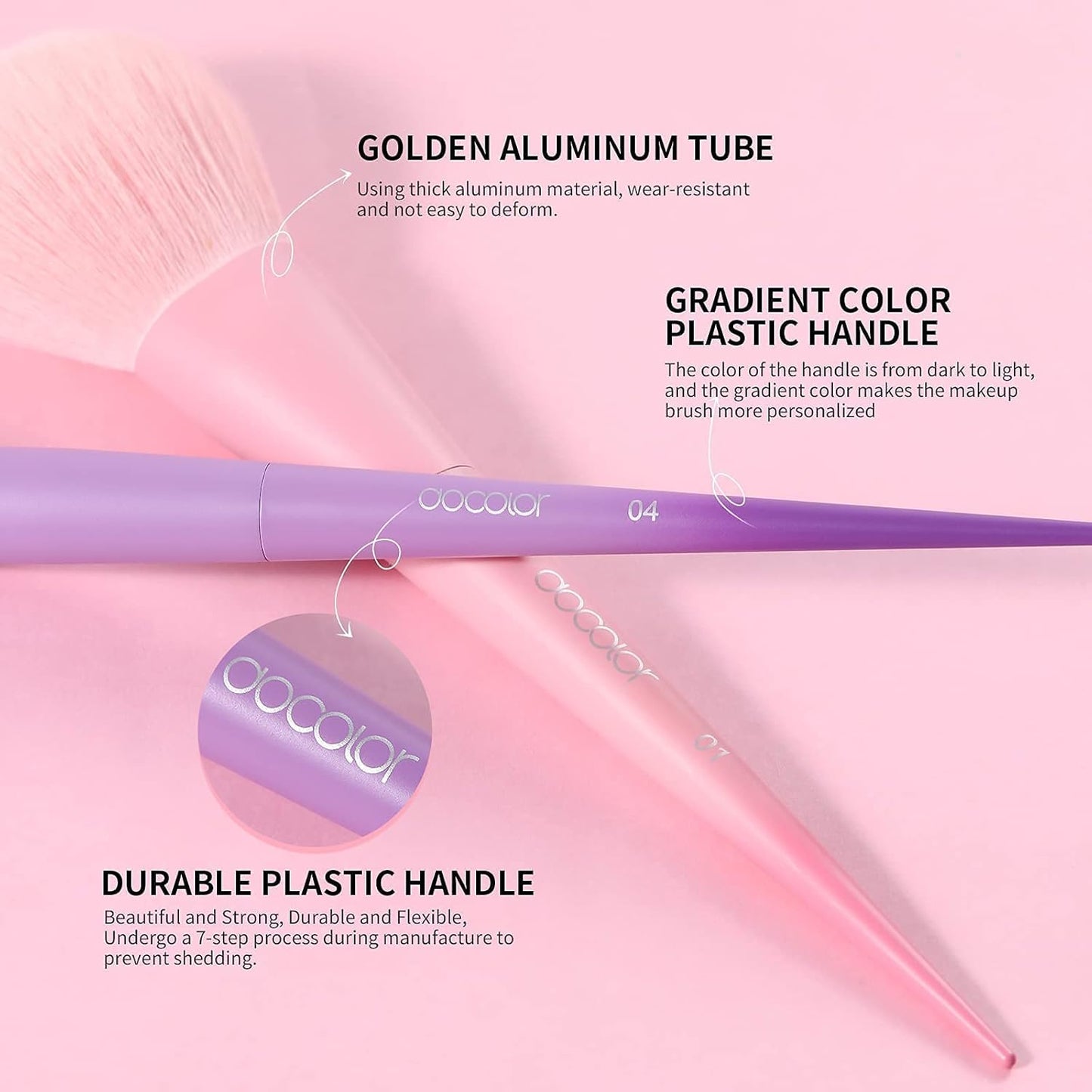 Docolor 17-Piece Colorful Makeup Brush Set & 48-Color Ultra Pigmented Eyeshadow Palette - Matte, Shimmer, Waterproof