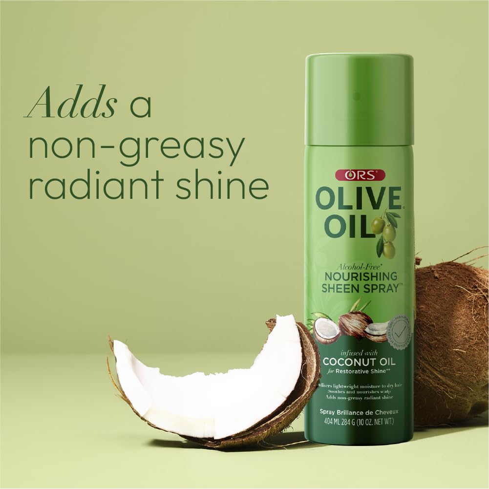 ORS Olive Oil Nourishing Sheen Spray infused with Coconut Oil 10 ounces (Pack of 3)