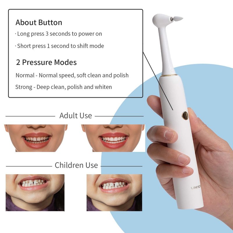 LINKYCARE Household Oral Care Tooth Polisher Electric Dental Calculus Remover with 5 Replacement Heads,USB Rechargeable,IPX7 Waterproof,Dental Calculus Plaque Remover for People