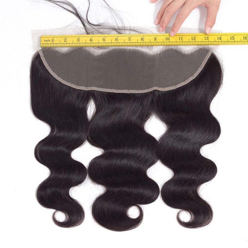 Winky Cool Body Wave Frontal Closure 13x4 Transparent Lace Frontal Brazilian Virgin Human Hair, 150% Density, 16 Inch, Black