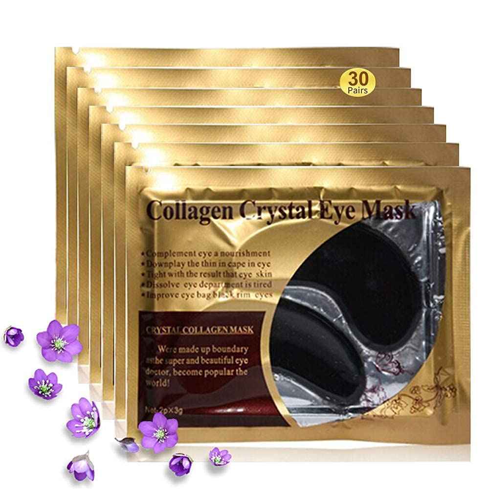Eye Mask, 60 Pairs Collagen Under Eye Patches, Crystal Eye Gel Pads Treatment for Reducing Dark Circles, Lighten Wrinkles Anti-Aging Moisturizing, Fine Lines Eye Bags Puffiness for Women Men