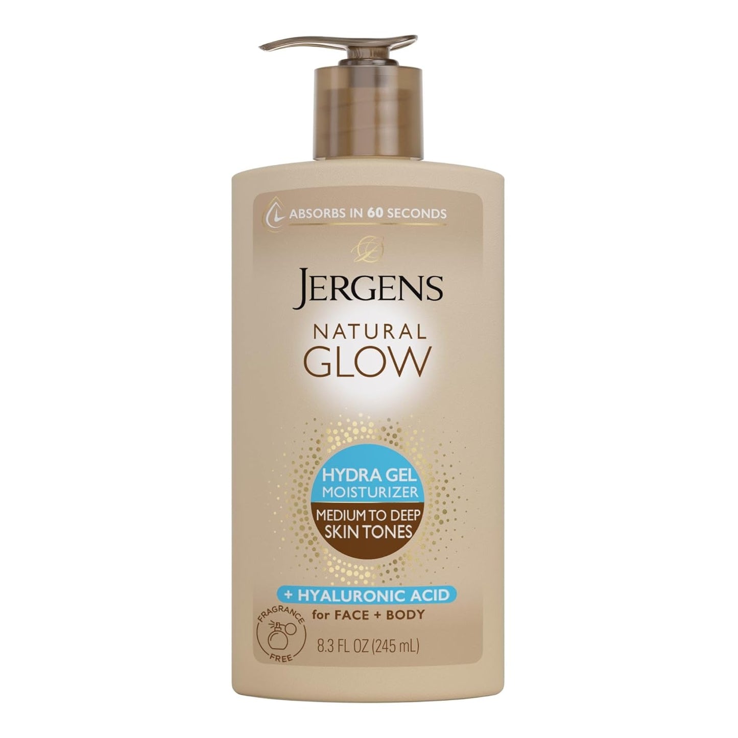 Jergens Natural Glow - Hyaluronic Acid Tanning Lotion | Fragrance-Free Hydrating Gel, 8.3 Fl Oz