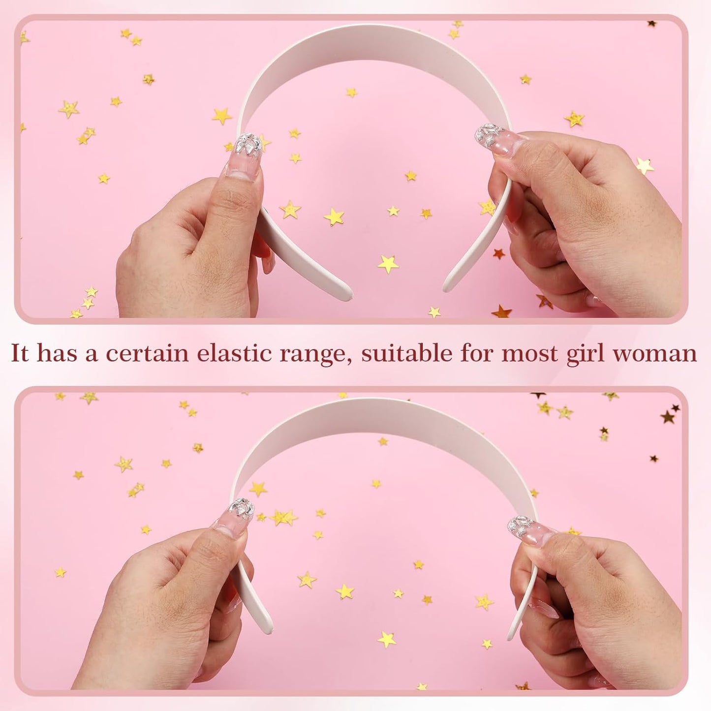 Plastic Headbands for Women - 100 Pcs Bulk No Teeth 1 Inch Wide | DIY Craft Hair Accessories, White