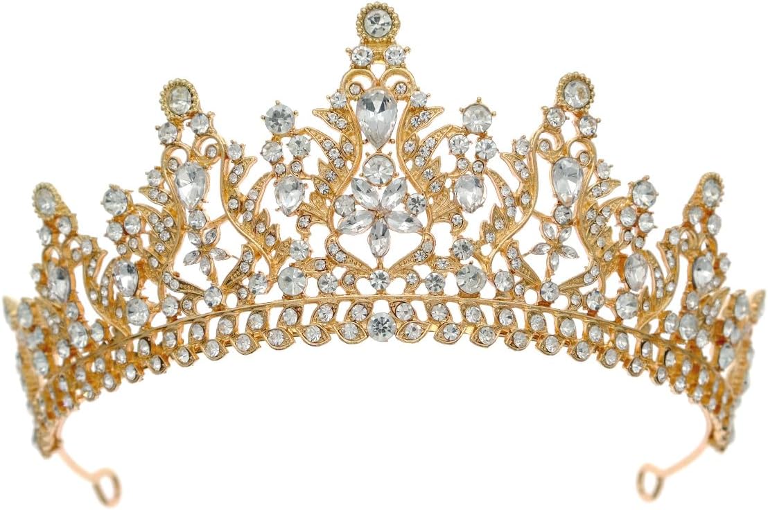 Crystal Wedding Tiara for Women - Royal Queen Crown Headband | Metal Princess Design for Bride, Birthday, Prom