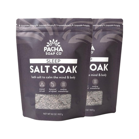 Pacha Soap Co. Sleep Salt Bath Soak - Epsom Salt with Lavender, Citrus, and Sandalwood, Handcrafted Bath Salts Made in the USA for Muscle Relief, Recovery & Relaxation, 2-Pack (64 oz. Total)