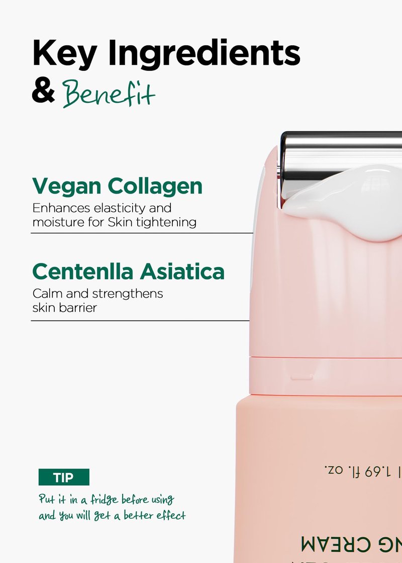 bewants Gua Sha Neck Cream Roller, Korean Neck Cream with Massage Roller, Rapid Lift Neck Serum Roll On, Moisturizer for Tightening Skin with Centella Asiatica (1 Pack)