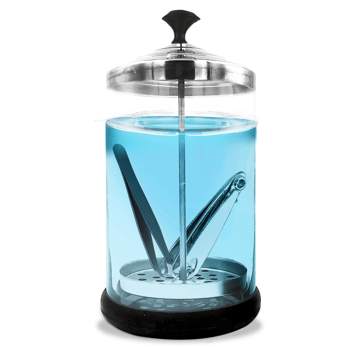 Disinfectant Jar (21 oz) - Barber Disinfectant Jar Glass, Sanitizer Container with Lid for Barber Shop, Barbershop, Salon Tools