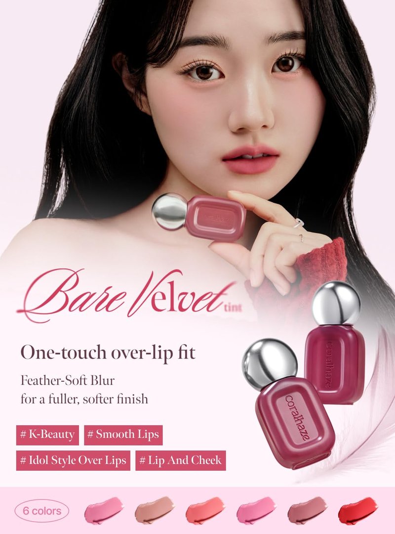 CORALHAZE Bare Velvet Tint #301 Misty Petal 3g, Soft Matte Lip Tint, Creamy Tinted Lip Stain, Velvet Burring Tint, Long Lasting High Pigment, Weightless, 24H Hydration, Lip Makeup, Korean Beauty